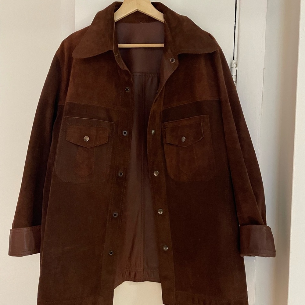 Vintage chocolate brown suede and leather jacket